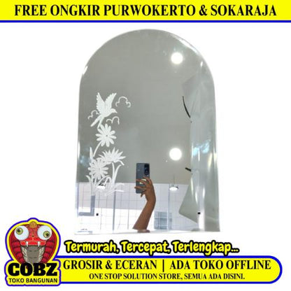 40 CM x 60 CM / COBZ Cermin Wastafel Kaca Kamar Mandi Oval Motif Set