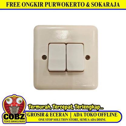 BRIGHT-G  Saklar Ganda Double Seri 2 Gang Tanam IB Inbow Cream