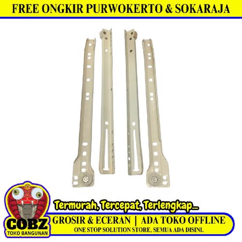 30 CM / COBRA Rel Laci Roda Drawer Slide Single Track Putih Set