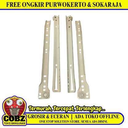 30 CM / COBRA Rel Laci Roda Drawer Slide Single Track Putih Set