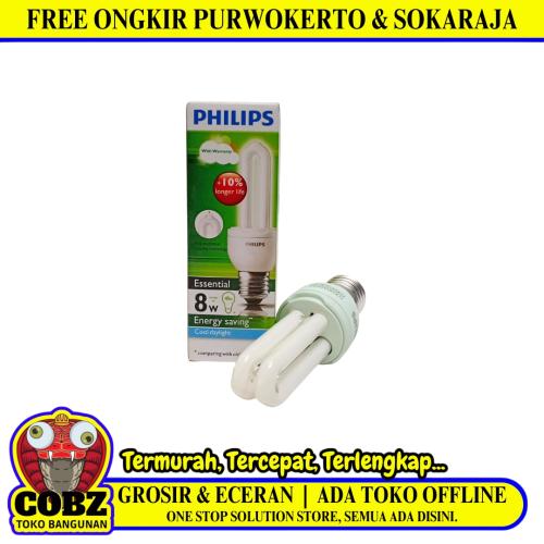 8 WATT / PHILIPS Essentials Lampu Bohlam Jari Tube Putih