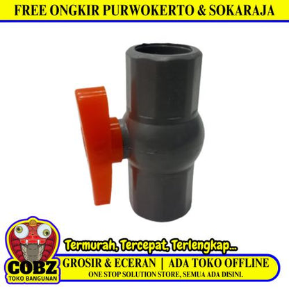 3/4 IN / VPR Stop Kran Polos Ball Valve Engkol Plastik PVC