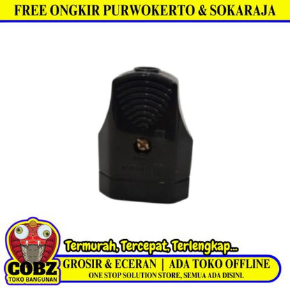 BROCO Steker Jek Colokan Kabel Listrik Cewek Kontra Gepeng Hitam