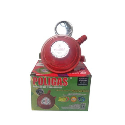 POLIGAS Regulator Kepala Tabung Gas LPG Tekanan Rendah + Meteran