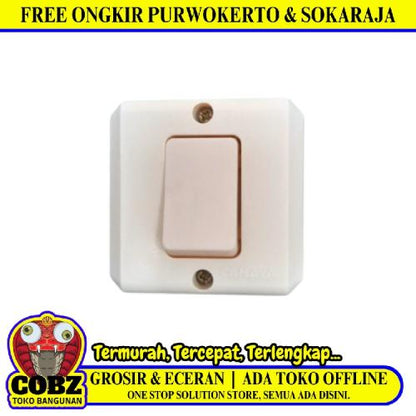 CAHAYA SC-201 Saklar Tunggal Single Engkel 1 Gang Tempel OB Outbow Putih