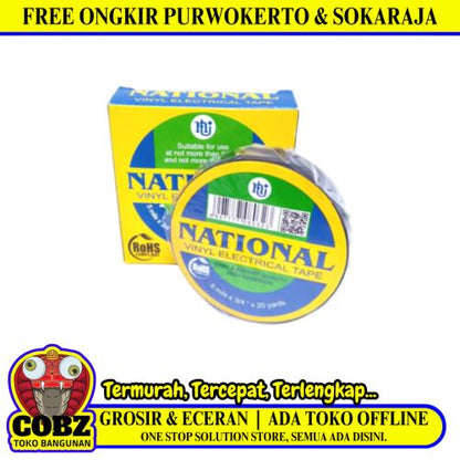 3/4 IN / NATIONAL Isolasi Kabel Listrik Tahan Panas Electrical Tape Hitam