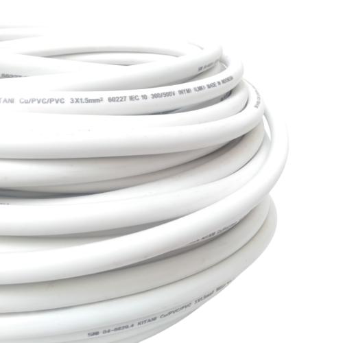 3 INTI x 1.5 MM / TM NYM Tunggal Kabel Tembaga SNI Putih Meter