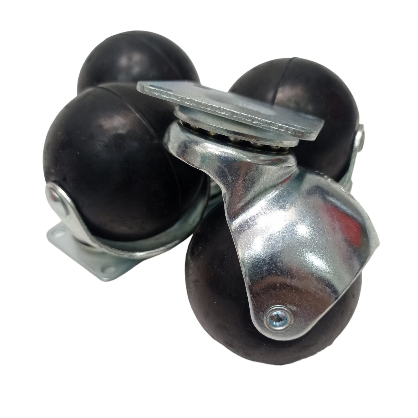 2 IN / MATRIX TG 50 Roda Hidup Trolly Bulat Plat 48 MM Karet Hitam 4 Pcs Dus