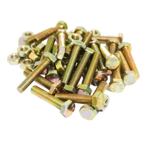 M 6 x 25 MM / TM Baut Mur Hexagon Bolt Nut Flat Head Kuning Biji