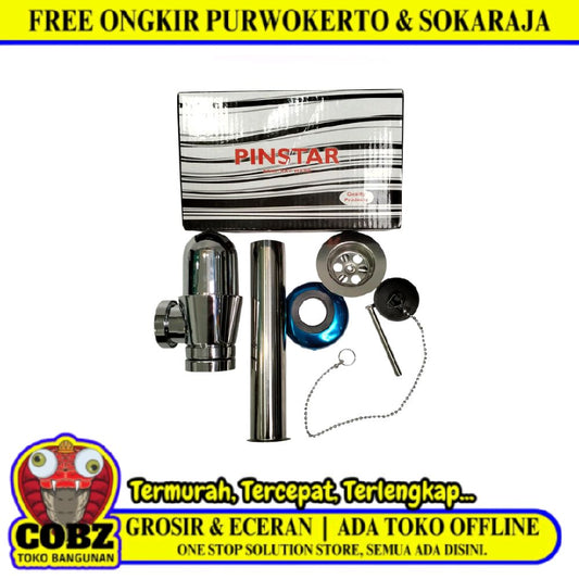 1 1/4 IN / PINSTAR Sifon Botol Saringan Pipa Wastafel Stainless Set