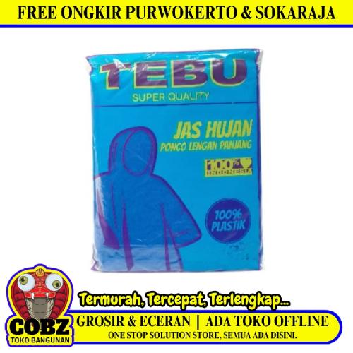 SIZE OS / TEBU Jas Hujan Mantel Ponco Lengan Panjang Plastik PVC