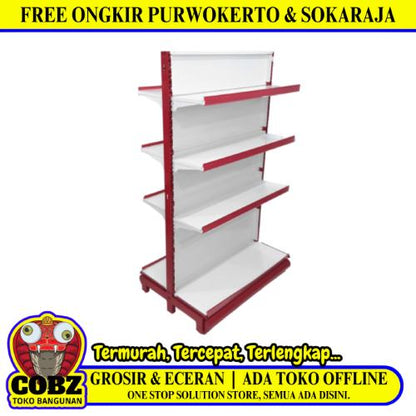SB 30 CM x L 90 CM x 155 CM / TM RD 8 Rak Minimarket Gondola Double Starting Merah Putih Set