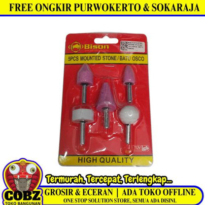 6 MM / BISON Mata Bor Batu Gerinda Tangkai Rotary Mounted Stone Set