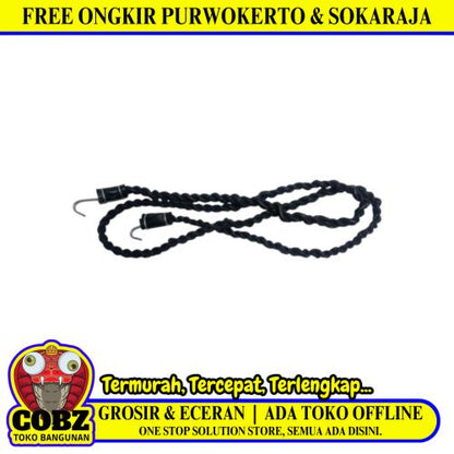 10 MM x 1 CM x 120 CM / TM Tali Karet Ban Ulir Ikat Barang Motor Hitam