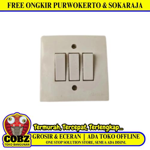 BROCO NG Saklar Triple 3 Gang Tanam IB Inbow Cream