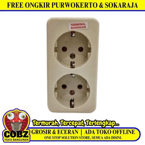 2 LUBANG / UTICON Stop Kontak Terminal Arde Tempel OB Outbow Cream