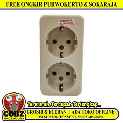 2 LUBANG / UTICON Stop Kontak Terminal Arde Tempel OB Outbow Cream