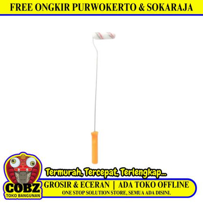 4 IN / GLX Kuas Busa Roll Cat Tembok Kayu Besi Kecil + Gagang Set