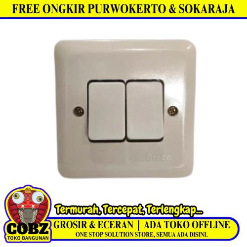 BROCO NG Saklar Ganda Double Seri 2 Gang Tanam IB Inbow Cream