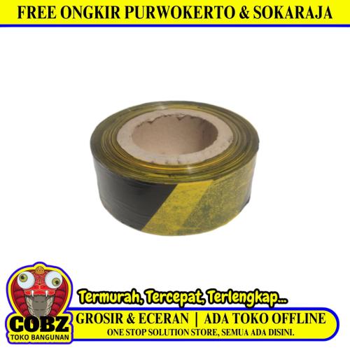 50 MM x 300 M / COBZ Garis Polisi Safety Line Non Lem HItam Kuning Roll