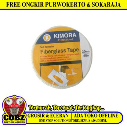 30 MM  / KIMORA Isolasi Lakban Serat Kasa Plafon GRC Fiber Tape
