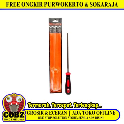 8 IN / ORANGE Kikir Besi Asah Needle Files Bulat Gagang Karet