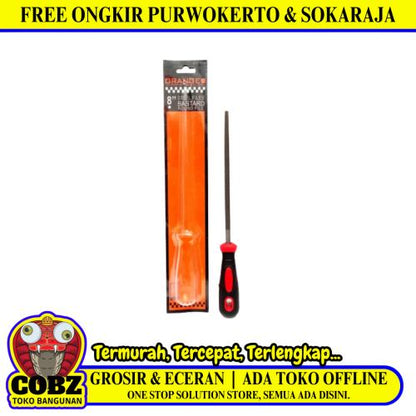 8 IN / ORANGE Kikir Besi Asah Needle Files Bulat Gagang Karet