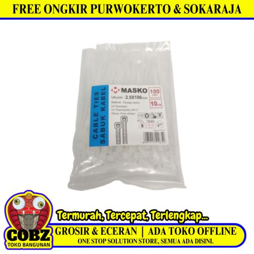 2.5 MM x 100 MM / MASKO Kabel Cable Ties Tali Ripet 10 CM Putih Pack