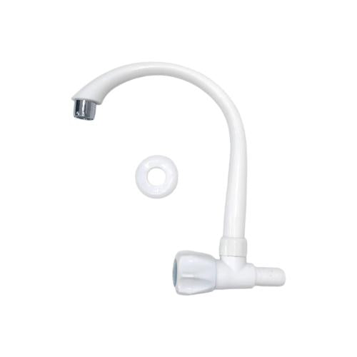 1/2 IN / CAB Kran Angsa Putar Sink Bak Cuci Piring Tembok Plastik Putih PVC