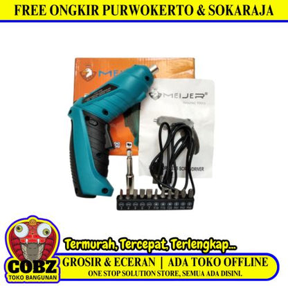 MEIJER Mesin Screwdiver Bor Obeng Angin Tangan Drill 2 Way Baterai Set