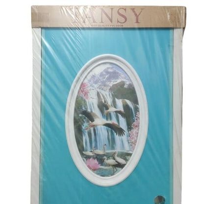 9.4 CM x 70 CM x 194 CM / TANSY Pintu Kamar Mandi PVC Blue + Cermin Set
