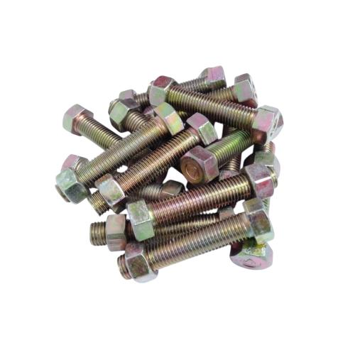 M 10 x 50 MM / TM Baut Mur Hexagon Bolt Nut Flat Head Kuning Biji