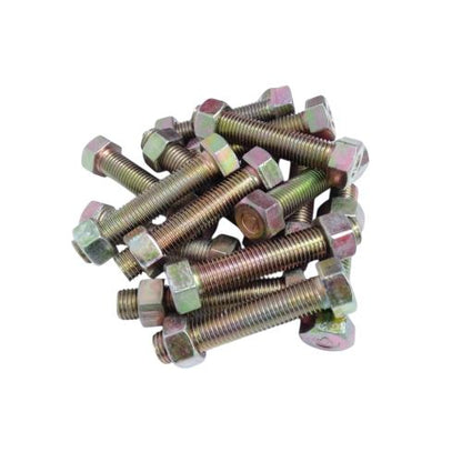 M 10 x 50 MM / TM Baut Mur Hexagon Bolt Nut Flat Head Kuning Biji