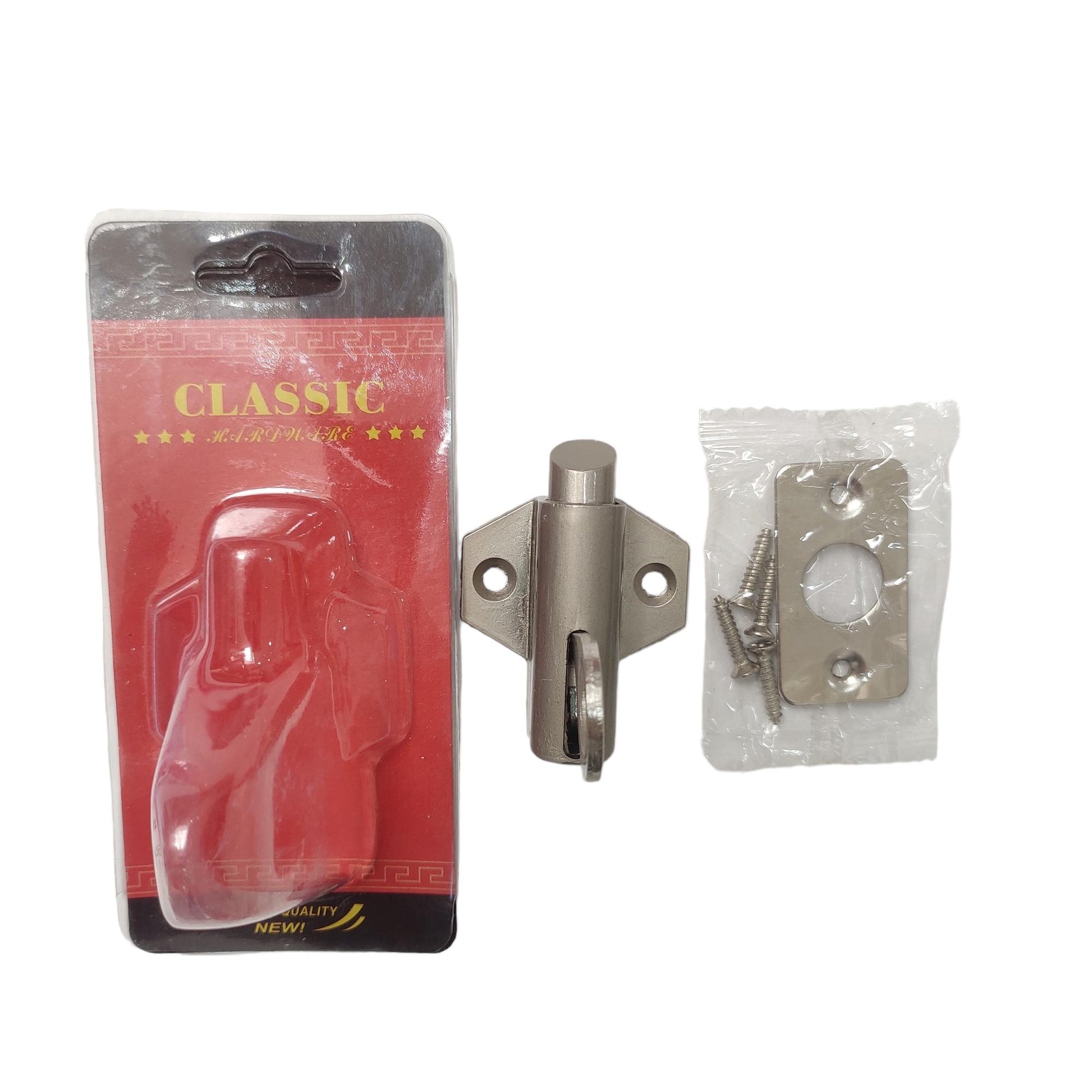 CLASSIC Spring Knife Grendel Kodok Pengunci Jendela Stainless Silver