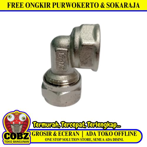 L 16 x 1/2 IN / FIDEM Knee Selang Pex Drat Dalam Ke Pipa Stainless