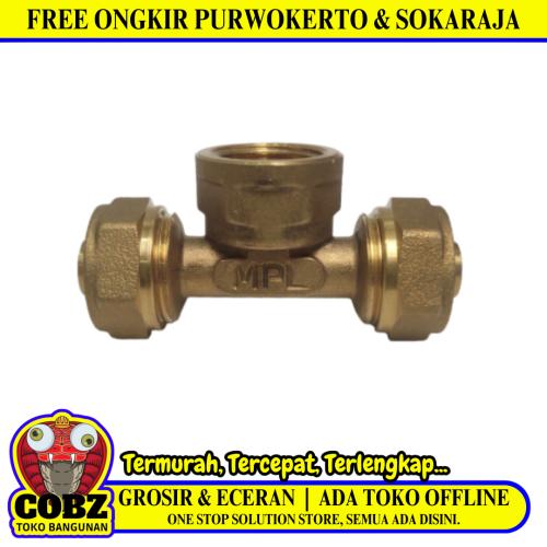 T 16 x 1/2 IN / TM Tee Selang Pex Drat Dalam Ke Pipa Kuningan