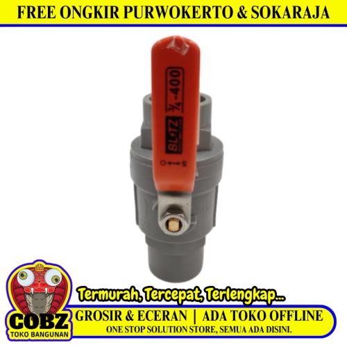 3/4 IN / BLITZ Stop Kran Polos Ball Valve Engkol Plastik PVC