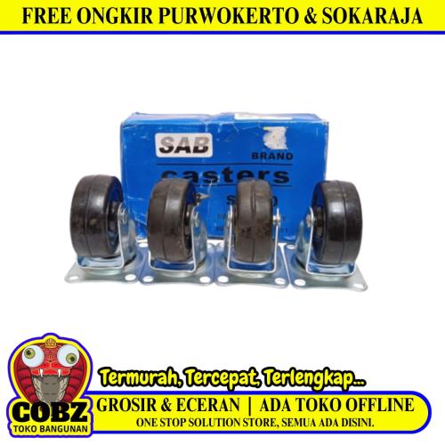 2 IN / SAB SG 50 Roda Hidup Trolly Gepeng Plat 48 MM Nylon Hitam 4 Pcs Dus