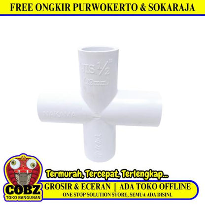 1/2 IN / NAKAMA Tee 4 Way Straight Fitting Pipa Hidroponik PVC Pcs