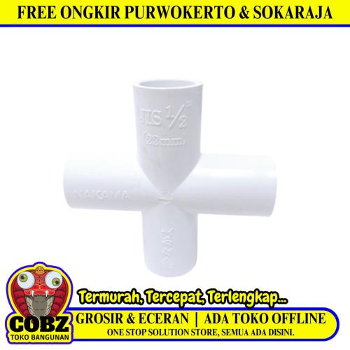 1/2 IN / NAKAMA Tee 4 Way Straight Fitting Pipa Hidroponik PVC Pcs