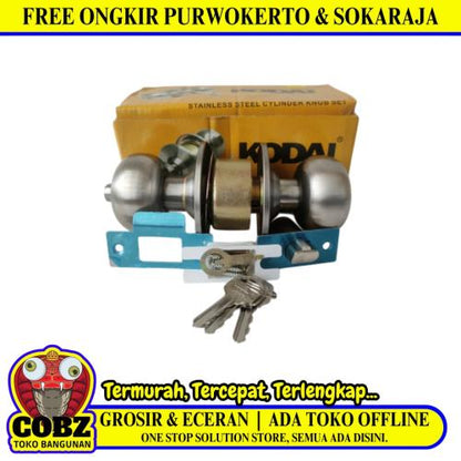 D 5 CM / KODAI Kunci Handle Pintu Bulat Kamar Mandi Stainless Silver Set