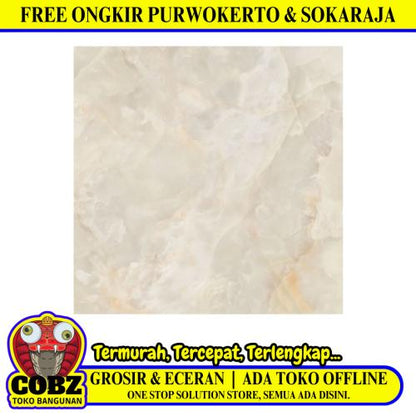 50 CM x 50 CM / PLATINUM LYON Keramik Lantai Rumah Glossy Cream Dus