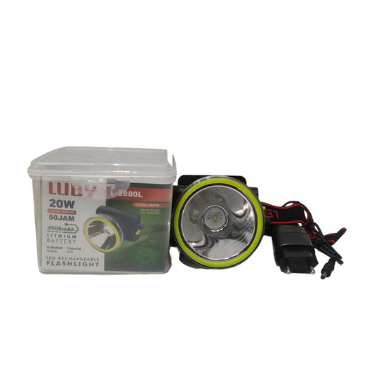 20 WATT / LUBY L-2880L Senter Kepala Lampu LED Headlamp Jauh Dekat Charge