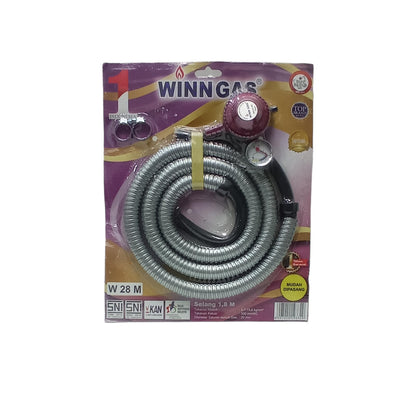 180 CM / WINN W28M Selang + Regulator Gas Tekanan Rendah + Meteran Set