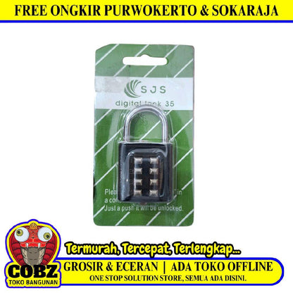 35 MM / SJS Gembok Nomer Pin Angka Tas Kunci Koper Travel Lock