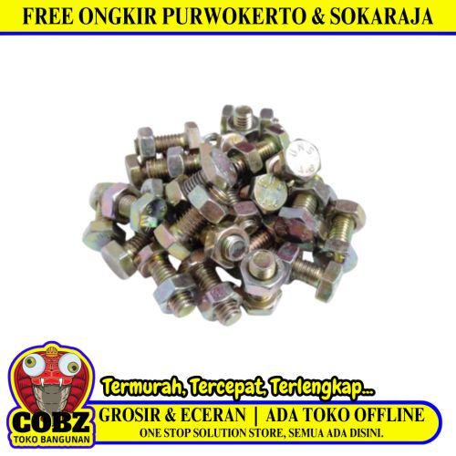 M 6 x 15 MM / TM Baut Mur Hexagon Bolt Nut Flat Head Kuning Biji