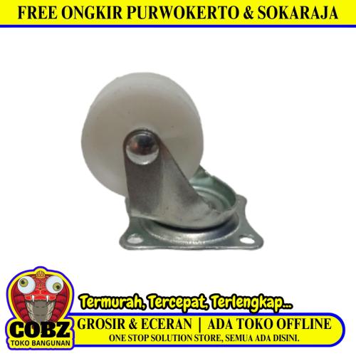 1 1/2 IN / TM Roda Hidup Trolly Non Rem Plat Nylon Putih