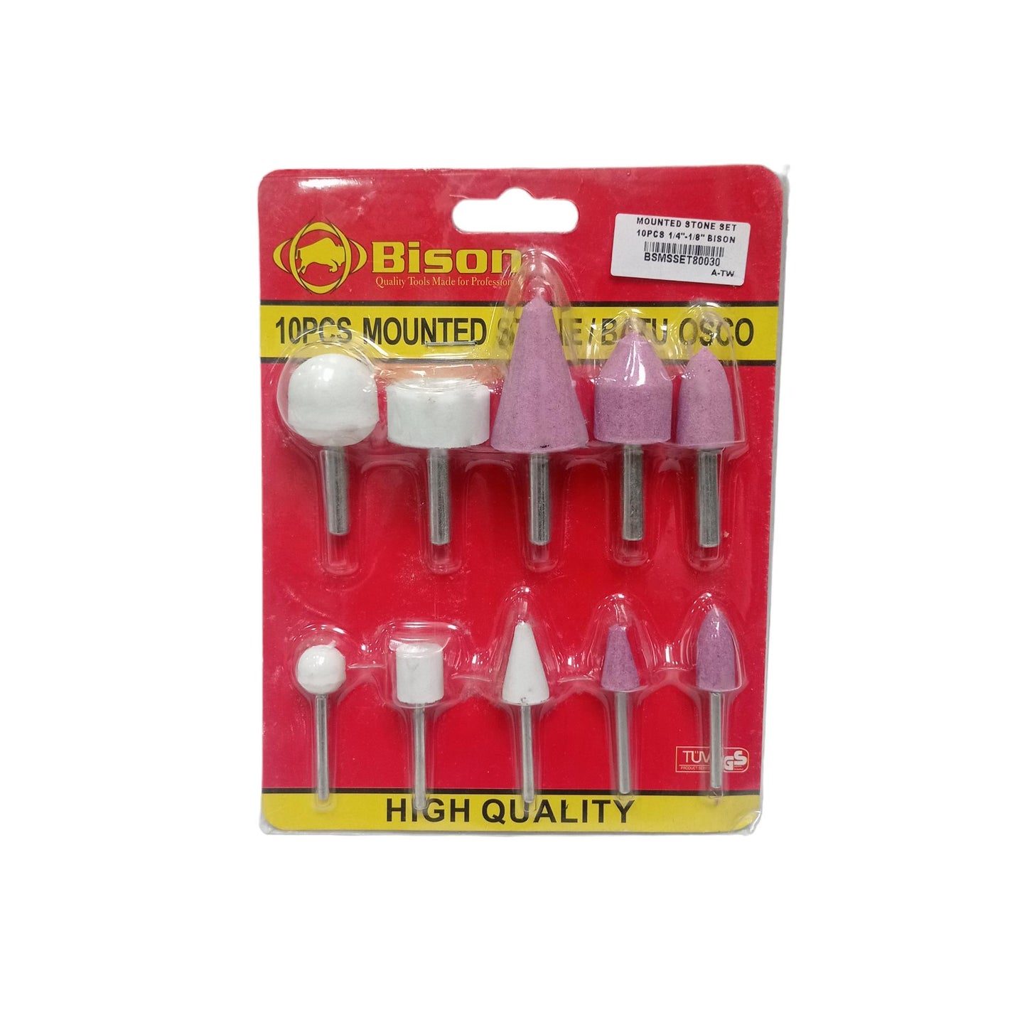 3MM-6MM / BISON Mata Bor Batu Gerinda Tangkai Rotary Mounted Stone Set
