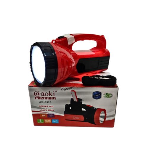 1 WATT + 18 SMD / AOKI PREMIUM AK-6520 Senter LED Charge Kabel + Lampu Meja