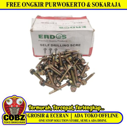 #12 x 40 MM / ERDOS Roofing Baut Sekrup Atap Baja Ringan Kuning Dus